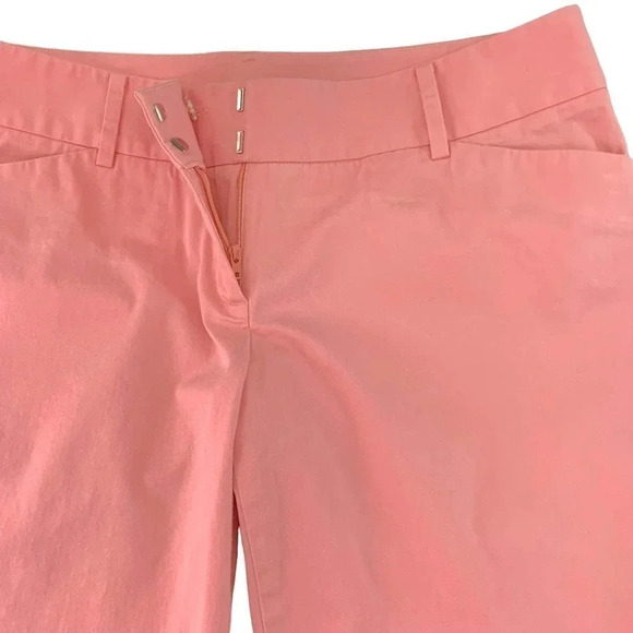Halogen Cropped Straight Leg Trouser Pants Women Size 8 Pink Peach Fold Cuff Hem - Picture 5 of 13